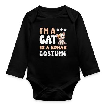 Katze Katzen - Baby Bio-Langarm-Body - Schwarz - Vorne