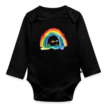 Regenbogen - Baby Bio-Langarm-Body - Schwarz - Vorne