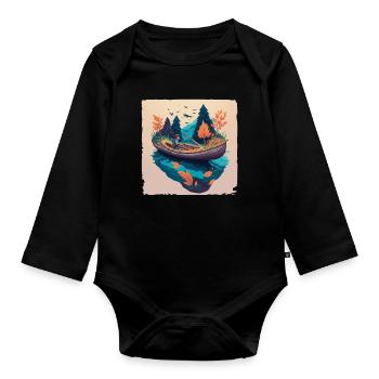 Fantástico pescador en otoño - Body orgánico de manga larga para bebé - negro - delante