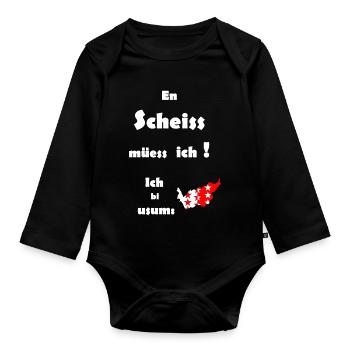 Wappen Wallis - Baby Bio-Langarm-Body - Schwarz - Vorne