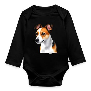 Jack Russell - Organic Longsleeve Baby Bodysuit - black - Front