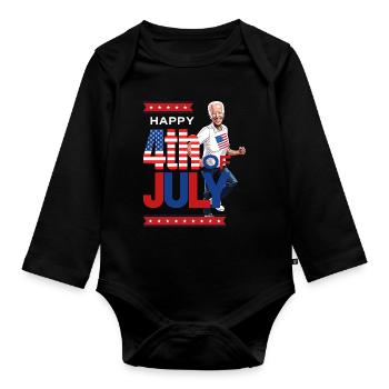 Hilarious 4th of July Celebration: Funny Joe Biden - Organic Longsleeve Baby Bodysuit - black - Front