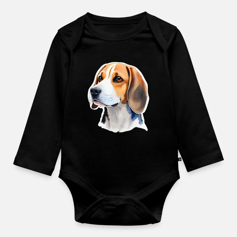 Beagle - Baby Bio-Langarm-Body - Schwarz