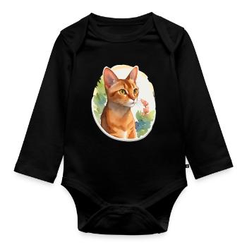 Chat abyssin - Body Bébé bio manches longues - noir - Devant
