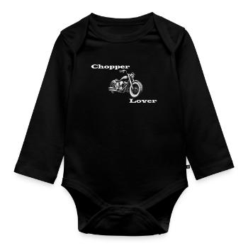 Chopper Lover weiß - Baby Bio-Langarm-Body - Schwarz - Vorne