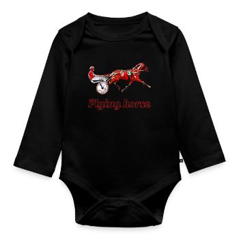 Traber Motiv - Baby Bio-Langarm-Body - Schwarz - Vorne