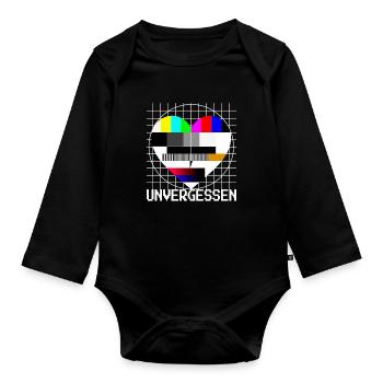 Testbild Herz Unvergessen TV 90er Party 80er Jahre - Baby Bio-Langarm-Body - Schwarz - Vorne