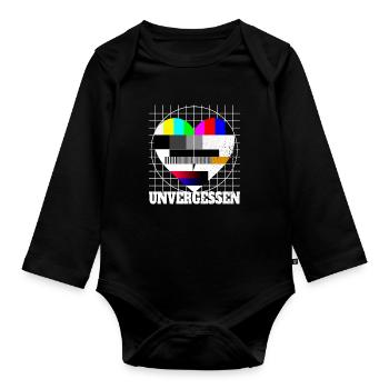 Testbild Herz Unvergessen TV 90er Party 80er Jahre - Baby Bio-Langarm-Body - Schwarz - Vorne