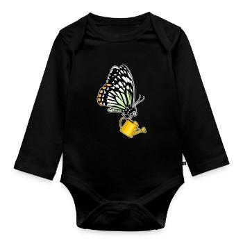 Arrosoir à papillons - Body Bébé bio manches longues - noir - Devant