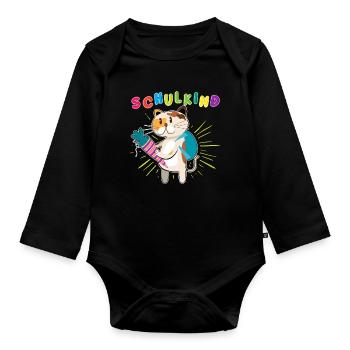 Schulstart 2023 - Design für Deinen ABC-Schützen - Baby Bio-Langarm-Body - Schwarz - Vorne