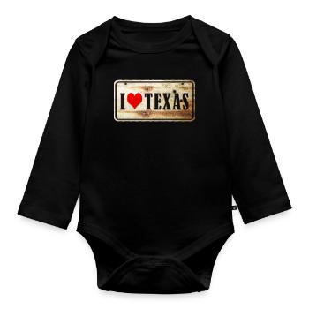 Ich liebe Texas - Baby Bio-Langarm-Body - Schwarz - Vorne