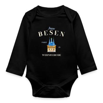 Mein Besen parkt in Wernigerode - Baby Bio-Langarm-Body - Schwarz - Vorne