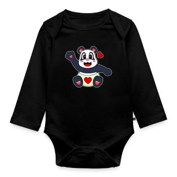 Couche pour bébé panda - Body Bébé bio manches longues - noir - Devant