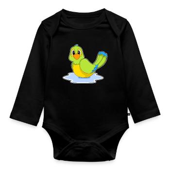 Perroquet nageant - Body Bébé bio manches longues - noir - Devant