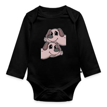 Hund hunde - Baby Bio-Langarm-Body - Schwarz - Vorne