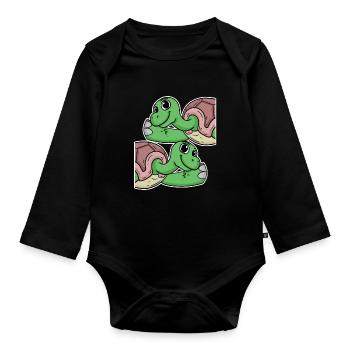 Schildkröte Schildkröten - Baby Bio-Langarm-Body - Schwarz - Vorne