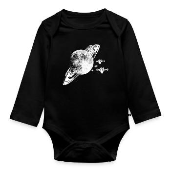 The planet - Organic Longsleeve Baby Bodysuit - black - Front