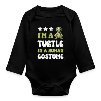 Turtle Turtles - Organic Longsleeve Baby Bodysuit - black - Front