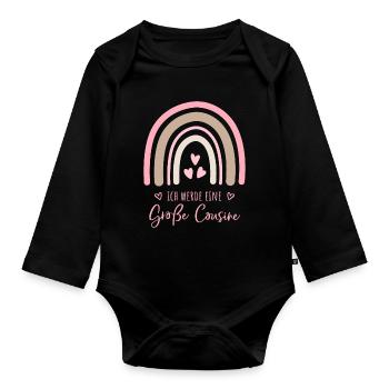 Ich werde eine große Cousine Boho Regenbogen - Baby Bio-Langarm-Body - Schwarz - Vorne