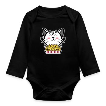 Films Popcorn Cat Streaming Cinéma Night Films - Body Bébé bio manches longues - noir - Devant