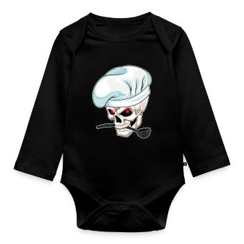 Skull Cooking Cooking Spoon Cooking - Organic Longsleeve Baby Bodysuit - black - Front