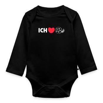 Heart Cinema Night I Love Movies Statement Movies - Organic Longsleeve Baby Bodysuit - black - Front