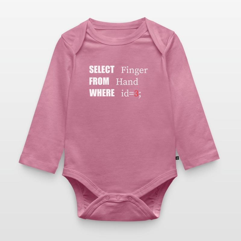 Doigt de sélection à la main, code amusant. Langage des codeurs Body Bébé bio manches longues