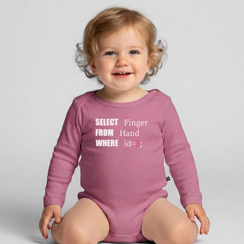 Hand Select Finger, Funny code. Coders Language Organic Longsleeve Baby Bodysuit