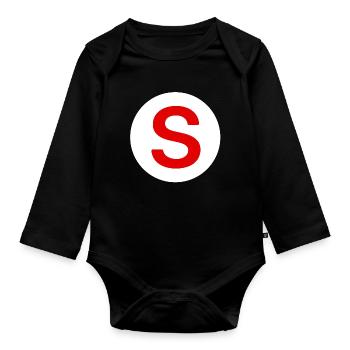 Auto, Seniorenaufkleber an Bord - Baby Bio-Langarm-Body - Schwarz - Vorne