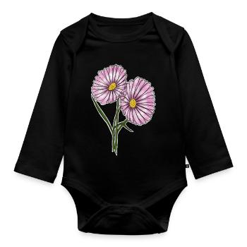 Daisy - Organic Longsleeve Baby Bodysuit - black - Front