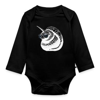 Escargot licorne cool - Body Bébé bio manches longues - noir - Devant