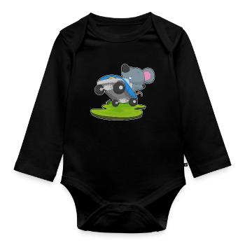 Mouse Auto - Organic Longsleeve Baby Bodysuit - black - Front