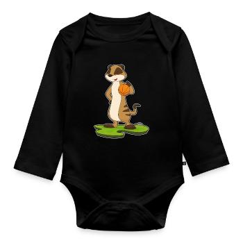Meerkat Basketball Player Basketball - Organic Longsleeve Baby Bodysuit - black - Front