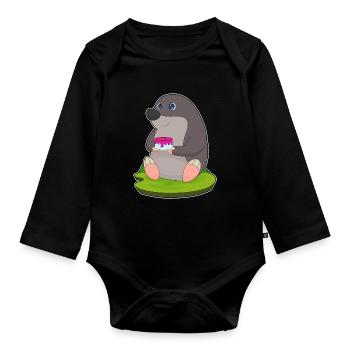 Gâteau taupe - Body Bébé bio manches longues - noir - Devant