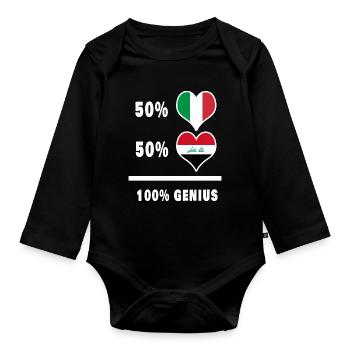 Iraq and Italy 100% fantastic flags - Organic Longsleeve Baby Bodysuit - black - Front