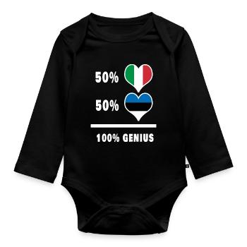 Estonie et Italie 100% drapeaux fantastiques - Body Bébé bio manches longues - noir - Devant