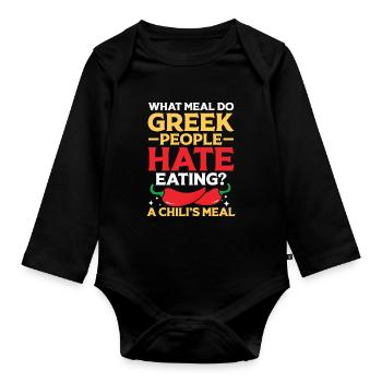 Meal Greek People Chili's Meal - Baby Bio-Langarm-Body - Schwarz - Vorne
