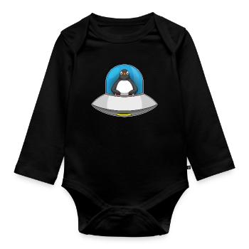 Penguin Spaceship Space - Body Bébé bio manches longues - noir - Devant