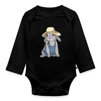 Hase Landwirt Weizen Bauernhof - Baby Bio-Langarm-Body - Schwarz - Vorne