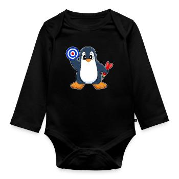Cible de fléchettes Penguin Dart - Body Bébé bio manches longues - noir - Devant