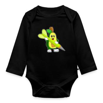 Avocado Dart Dartpfeil - Organic Longsleeve Baby Bodysuit - black - Front