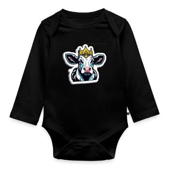 La vache est reine - Body Bébé bio manches longues - noir - Devant