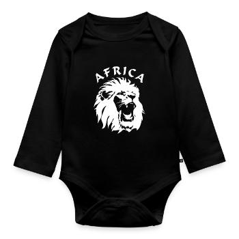 Afrique - Tête de Lion - Body Bébé bio manches longues - noir - Devant