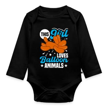 Balloon Twisting Design - Organic Longsleeve Baby Bodysuit - black - Front