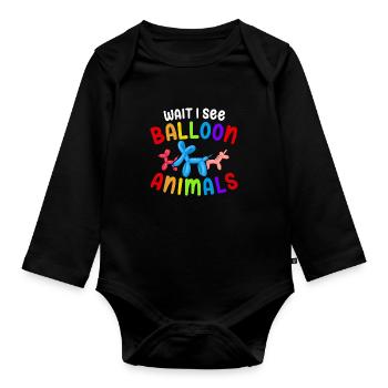 Balloon Twisting Design - Organic Longsleeve Baby Bodysuit - black - Front