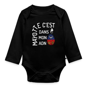 T SHIRT MAYOTTE C'EST DANS MON ADN - Body Bébé bio manches longues - noir - Devant