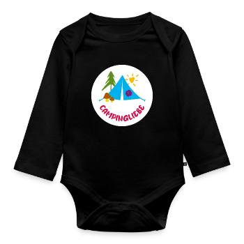 Camping Liebe Kreis Camper Zelten Outdoor Fan Love - Baby Bio-Langarm-Body - Schwarz - Vorne