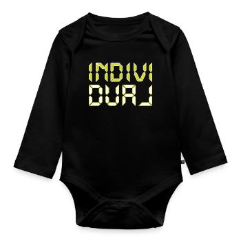 Individual -  Neon-Digitalschrift - Baby Bio-Langarm-Body - Schwarz - Vorne