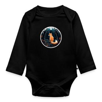 Pack animals: foxes, foxes, forest dwellers, forest animals - Organic Longsleeve Baby Bodysuit - black - Front