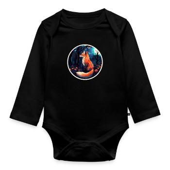 Pack animals: foxes, foxes, forest dwellers, forest animals - Organic Longsleeve Baby Bodysuit - black - Front